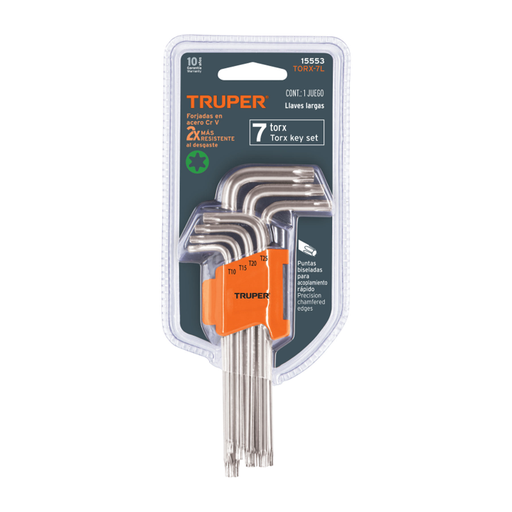 [17428] LLAVES TORX LARGAS JUEGO X 7PCS TRUPER C15553