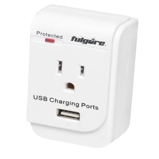 [17676] ESTABILIZADOR DE VOLTAJE 1 TOMA ATERRIZADA 1 USB SUPRESOR 150J FULGORE