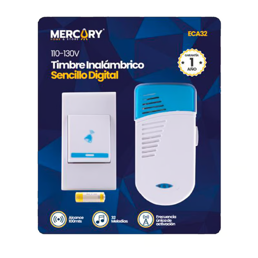 [17725] TIMBRE INALAMBRICO SENCILLO DIGITAL MERCURY ECA32