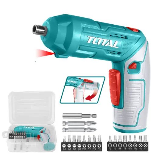 [17809] ATORNILLADOR INALAMBRICO 1/4 BATERIA 4V C/18 PUNTAS TSDLI0442