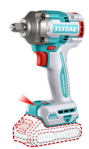 [17988] PISTOLA IMPACTO INALAMBRICA 1/2 20V 400NM TOTAL (TIWLI20401)
