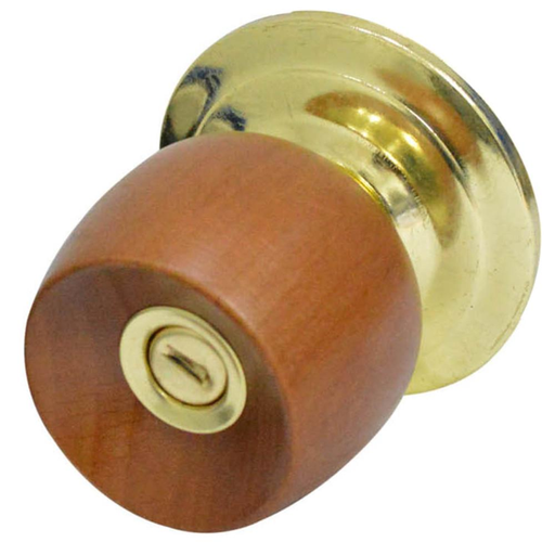 [11033] CHAPAS PUERTA ALCOBA POMO MADERA MIEL ESCUDO DORADO UDUKE