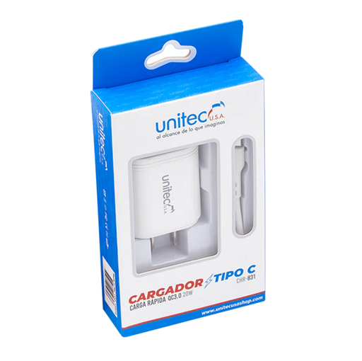 [18157] CARGADOR TIPO C CARGA RAPIDA QC 3.0 20W CHR831 UNITEC