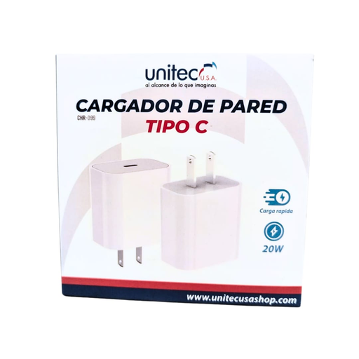 [18158] CARGADOR TIPO C CARGA RAPIDA QC 3.0 20W CHR099 UNITEC