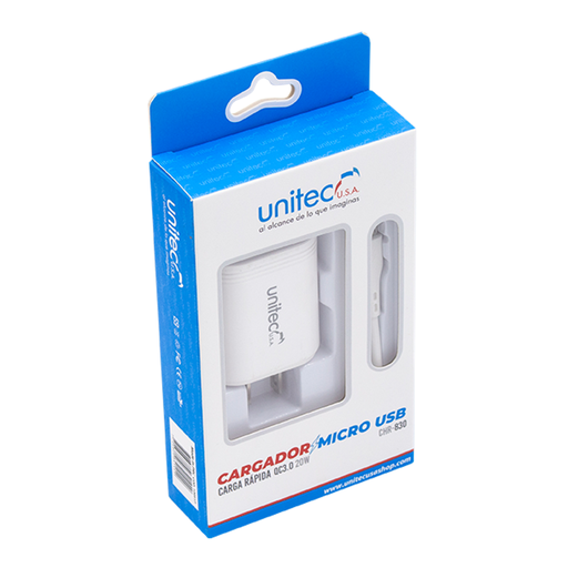 [18159] CARGADOR MICROUSB CARGA RAPIDA QC 3.0 20W CHR830 UNITEC