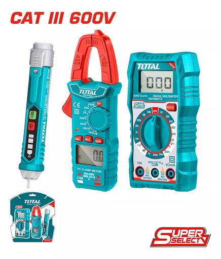 [18196] KIT MEDIDOR DE CORRIENTE DIGITAL INCLUYE PROBADOR - TESTER - PINZA SUPER SELECT TOTAL (TMT43028)
