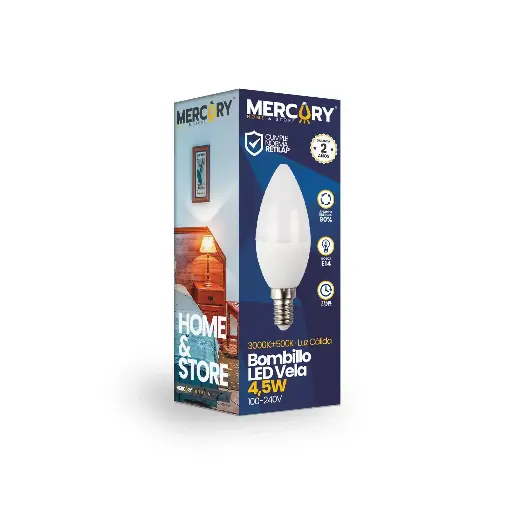 [18337] BOMBILLO LED VELA 5W E14 LUZ CALIDA MERCURY