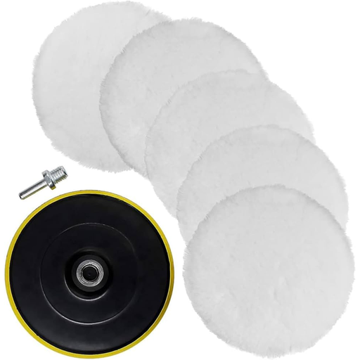 [18371] KIT DE PULIDO Y ENCERADO FIBRA DE LANA PARA TALADRO X 7PCS